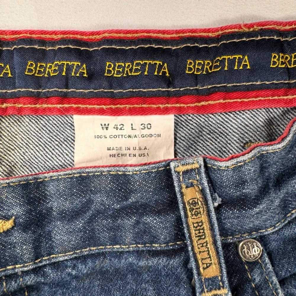 Beretta Mens Dark Blue Denim Jeans Size 42x30 Made‎ in USA Straight Leg